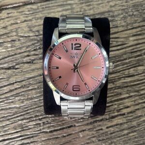 Invicta Silver Watch with Pink Dial NEVER WORN NWT but ORIGINAL BOX
